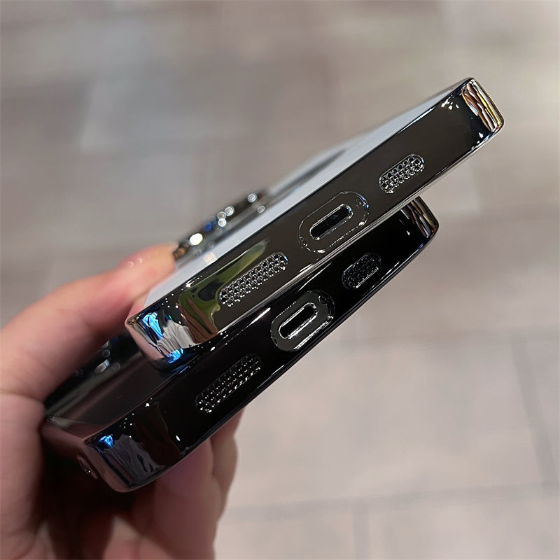 Premium Aurora Magsafe iPhone Case – Magnetic Plating CD Pattern, Shockproof, Stand Bracket, Logo Hole, Durable Protection,