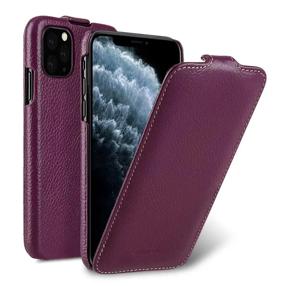 Premium Genuine Leather Flip iPhone Case – 100% Cowhide, Luxury Design, Stylish & Durable Protective Cover | Case for iPhone