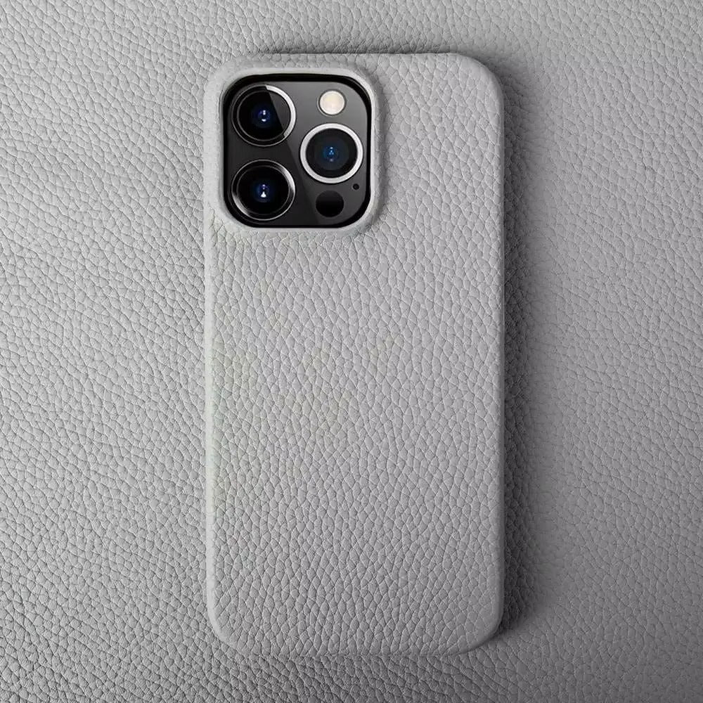 Luxury Natural Cowhide Leather MagSafe iPhone Case – Lychee Texture, Durable & Stylish Phone Back Cover | Case for iPhone