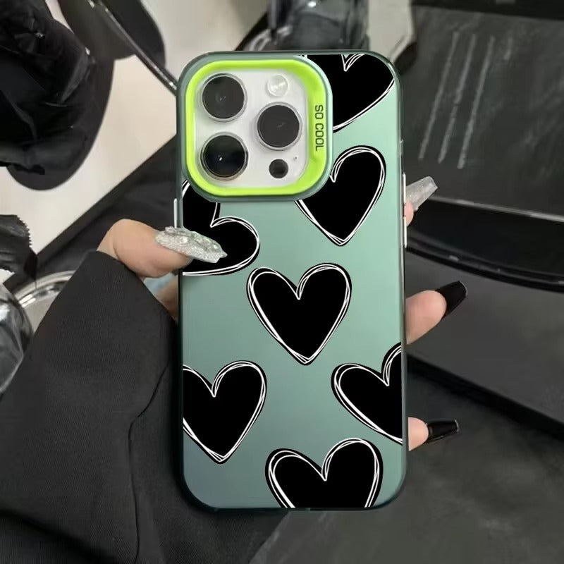 Luxury Apple iPhone Case, MagSafe Compatible, Camera Lens and Screen Protection, Ultra Thin, Shockproof, Magnetic, Full All Around Protection, Electroplate Heart Silver Cover