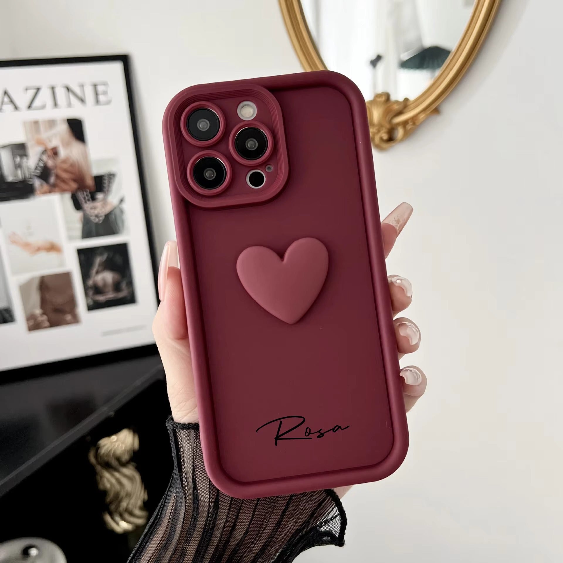 Premium Apple iPhone Case, MagSafe Compatible, Camera Lens and Screen Protection, Ultra Thin, Shockproof, Magnetic, Full All Around Protection, DIY Name Heart Soft Cover