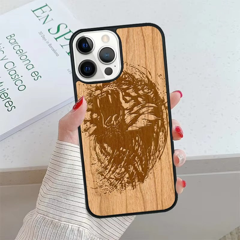 Luxury Apple iPhone Case, MagSafe Compatible, Camera Lens Protection, Magnetic, Full All Around Protection, Bamboo Wood Cover