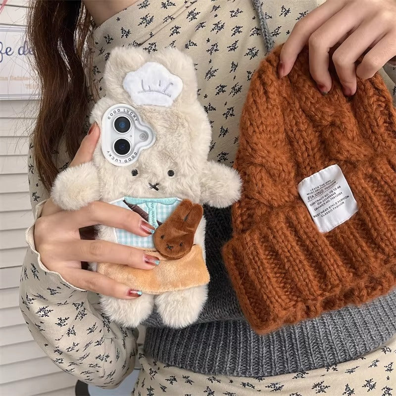 Luxury Apple iPhone Case, MagSafe Compatible, Camera Lens and Screen Protection, Ultra Thin, Shockproof, Magnetic, Full All Around Protection, Fluffy Rabbit Fur Cover