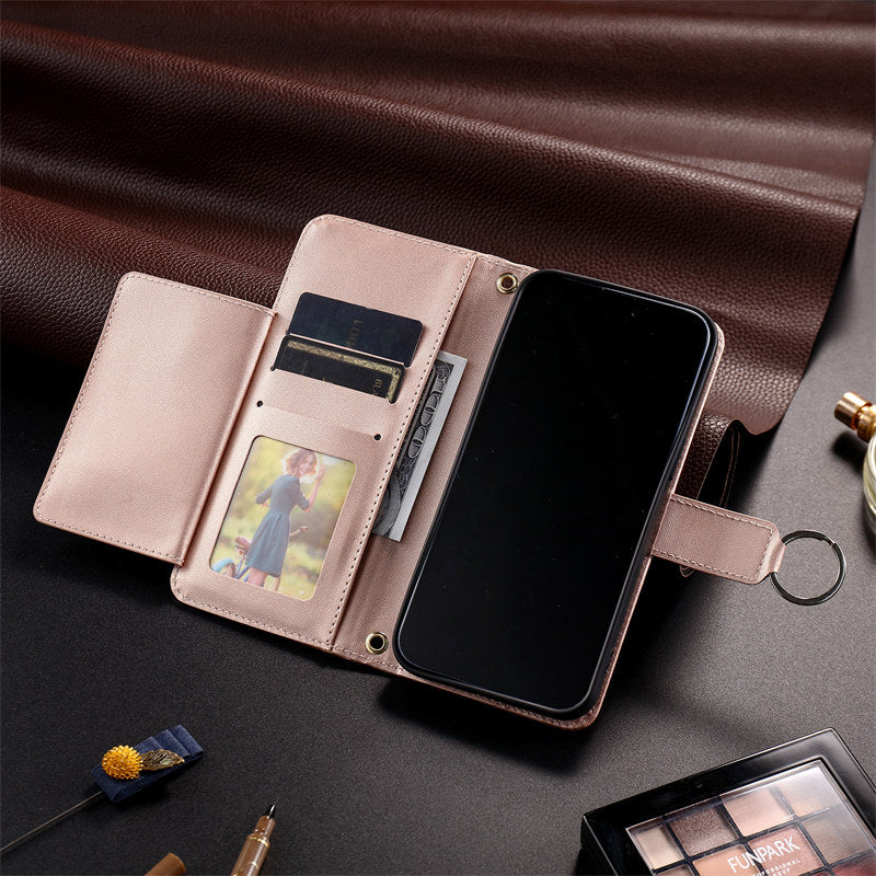 Luxury Leather Flip Phone Case – Premium Wallet, Bracket Protection, Elegant Cover with Card Slots, Durable & Functional