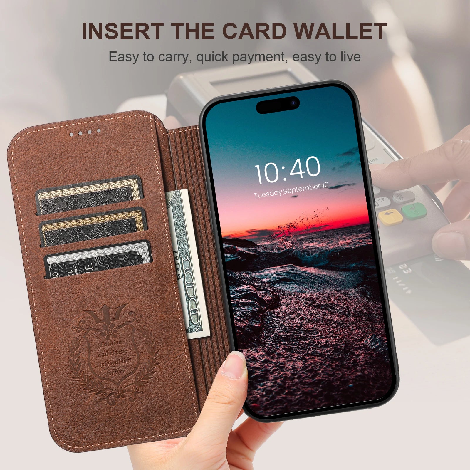 Luxury Leather Magnetic Flip iPhone Case – MagSafe Wallet Card Holder, Wireless Charging Compatible, Shockproof Protection, Elegant Design for iPhone Models