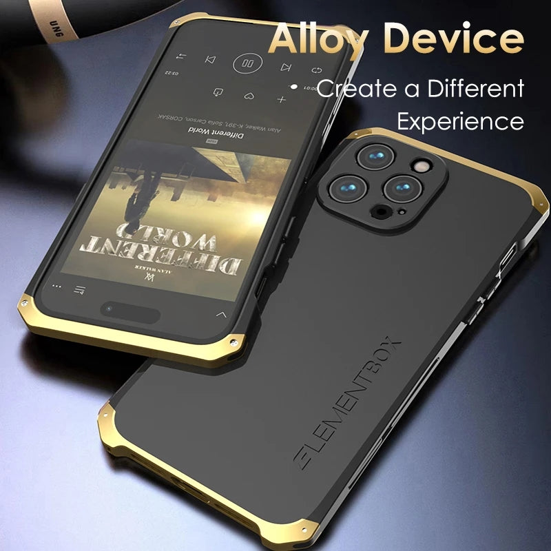 Luxury Aluminum Metal iPhone Case Shockproof Silica Gel Back Cover Anti-Collision Strip Durable Protection for iPhone Models