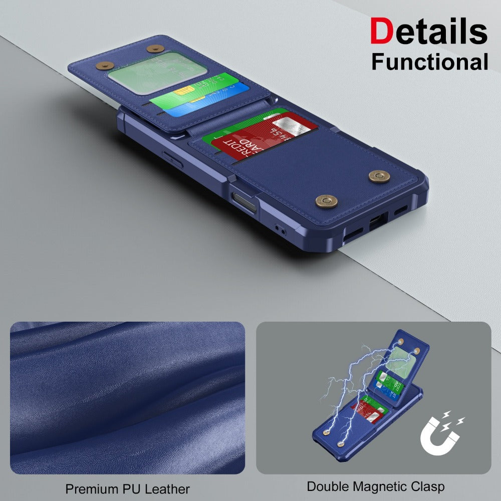 Premium Vertical Card Slot Wallet iPhone Case – Anti-Fall Stand Bracket, Stylish & Durable Protection | Case for iPhone