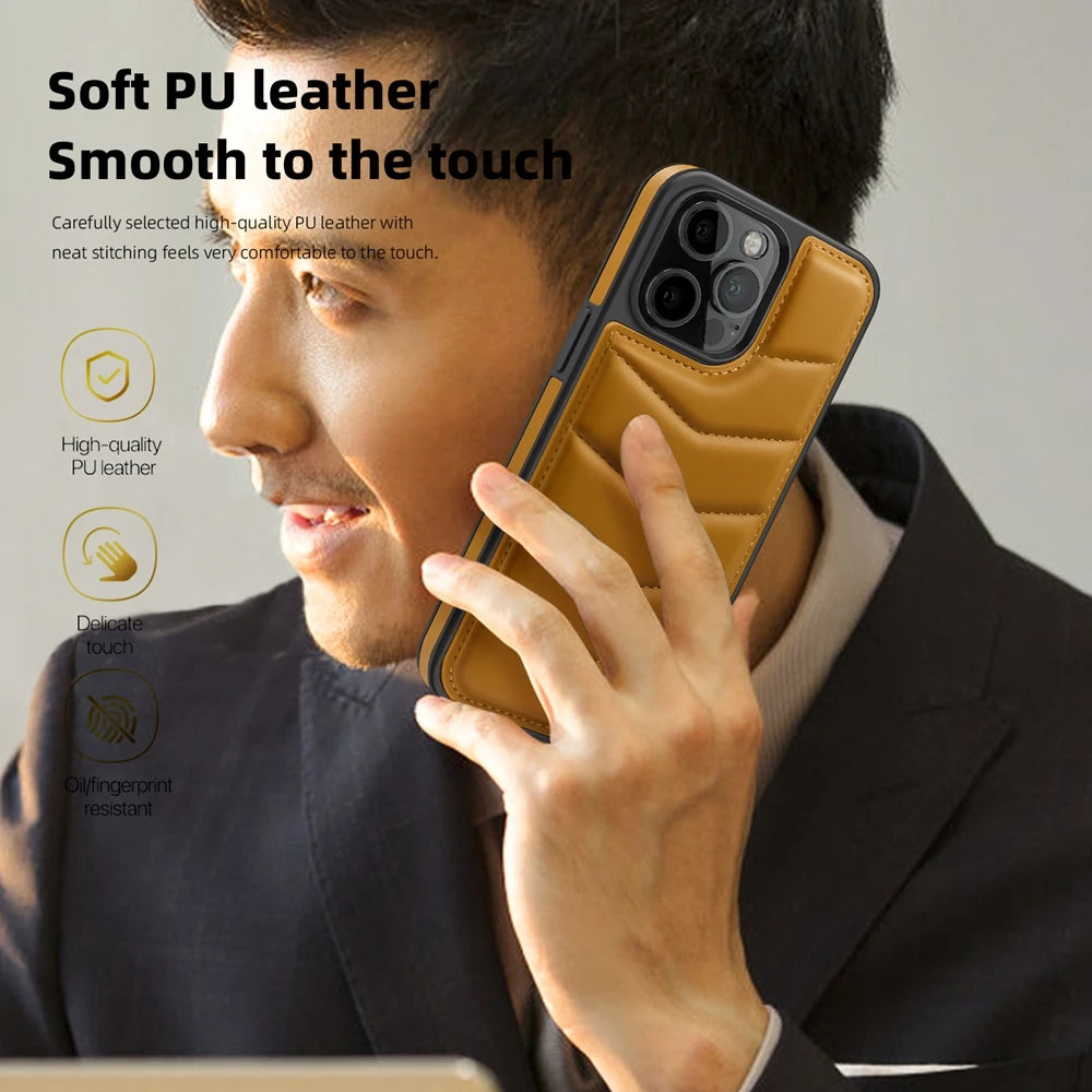 Premium MagSafe Leather iPhone Case – Magnetic Wireless Charging, Card Holder Wallet, Shockproof Protection, Sleek Design for iPhone Models