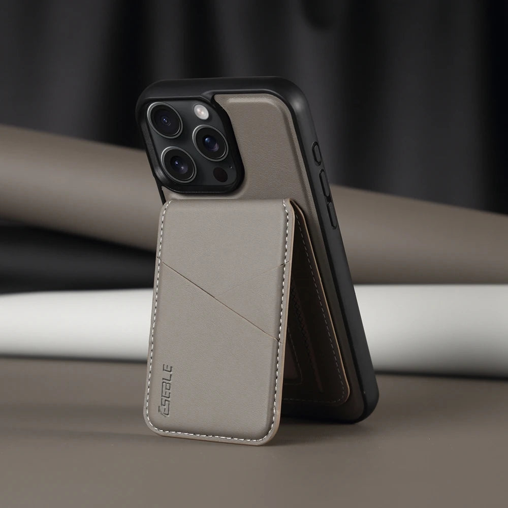 Luxury Magnetic Leather Wallet iPhone Case – 2-in-1 MagSafe Card Holder, Kickstand, Shockproof Protection, Premium Design, Wireless Charging Compatible for iPhone Models