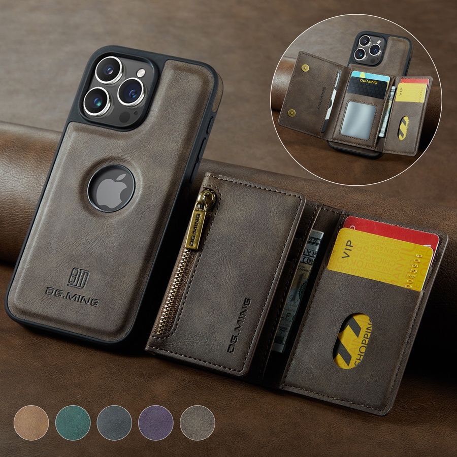 RFID Magnetic Detachable Leather Wallet iPhone Case – Stand Function, Secure Card Holder Premium Protection for iPhone Models