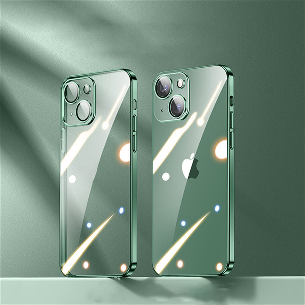 Luxury Plating Transparent Silicone Case – High Quality, Shockproof, Ultra Slim, HD Lens Protection, Durable Soft Cover,