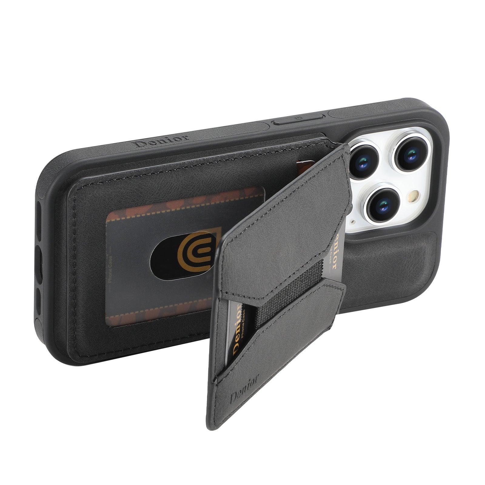 Luxury Magnetic Card Holder iPhone Case – 360° Rotating Stand, Multifunctional Leather Wallet, Shockproof Protection, MagSafe Compatible Cover for iPhone Models