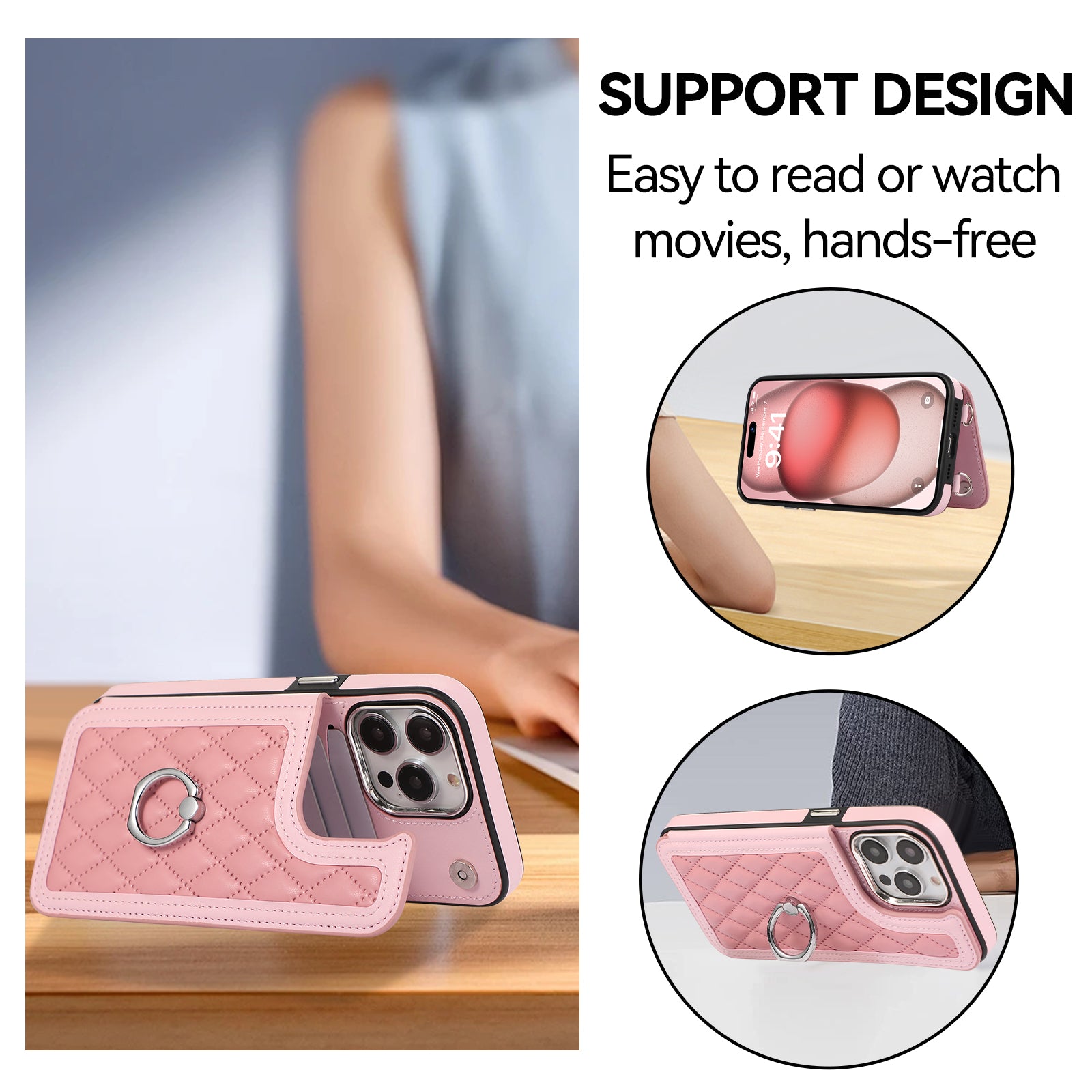 Luxury Crossbody RFID Leather Wallet iPhone Case – Card Slot, Ring Holder, Double Buckle, Lanyard Bag Cover, Magnetic Closure