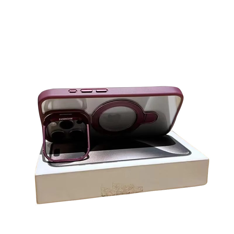 Luxury Apple iPhone Case MagSafe Compatible, Camera Lens & Screen Protection, Cover with Transparent Kickstand Bumper