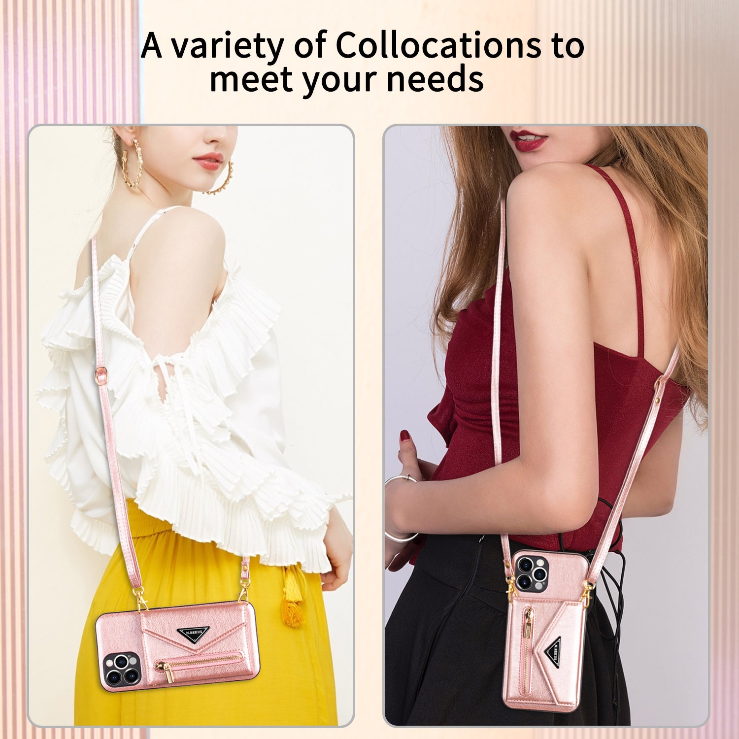 Zipper Wallet Crossbody Leather iPhone Case – Card Holder, Lanyard Strap, Secure Storage Stylish Protection for iPhone Models