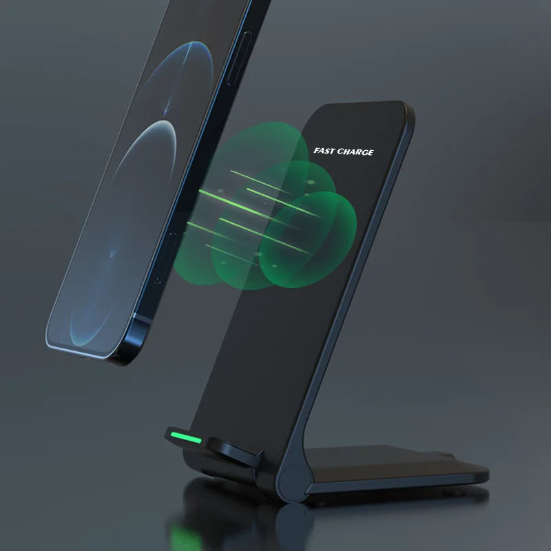 Premium 100W Wireless Charger Stand Fast Charging Station Pad for Apple iPhone, iOS, Android Smartphones – Type-C, Qi Dock, Dual Coil, Safety Features