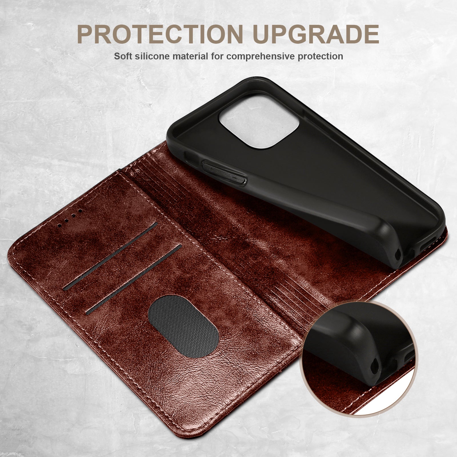 Retro Leather Wallet iPhone Case – Magnetic Closure, Card Slots, Shockproof Protection Durable PU Leather Cover for iPhone