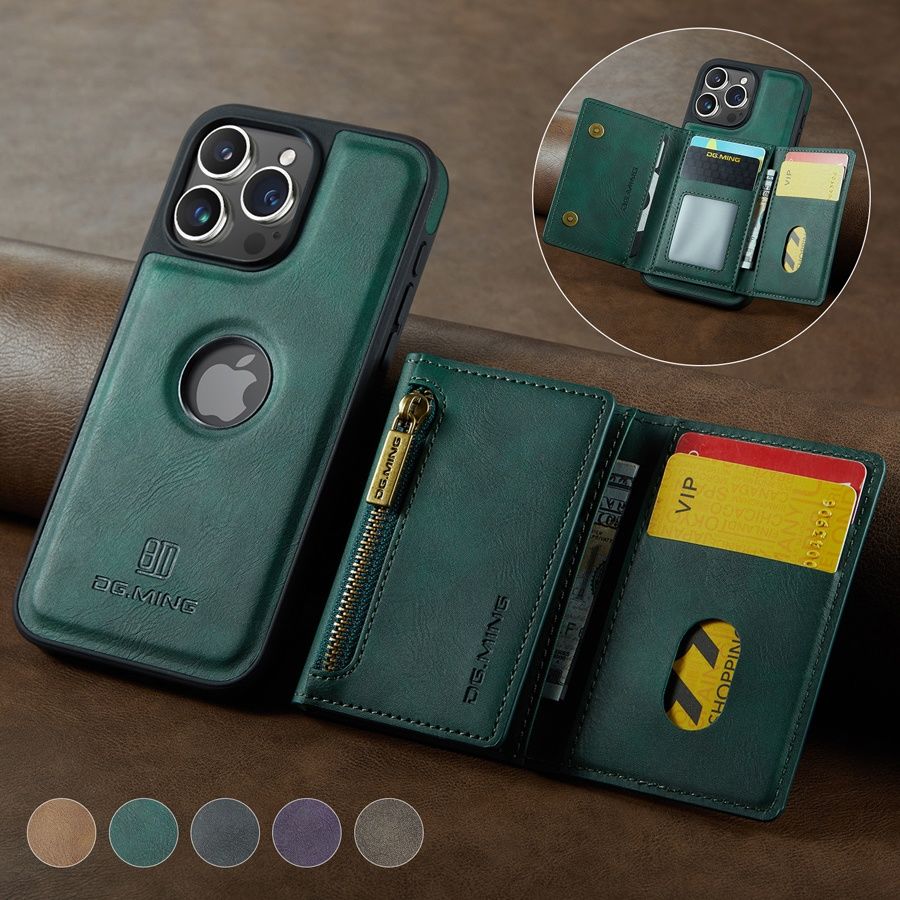 RFID Magnetic Detachable Leather Wallet iPhone Case – Stand Function, Secure Card Holder Premium Protection for iPhone Models