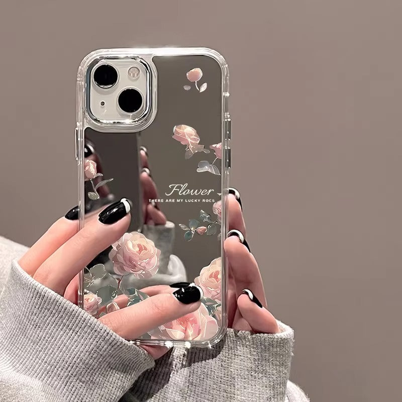 Luxury Apple iPhone Case, MagSafe Compatible, Camera Lens and Screen Protection, Ultra Thin, Shockproof, Magnetic, Full All Around Protection, Cherry Bow Mirror Cover
