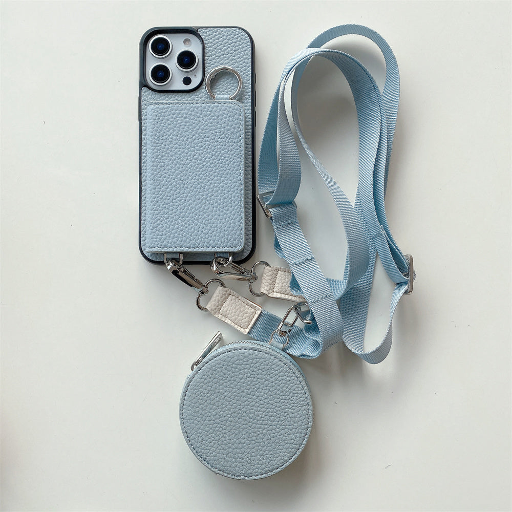 Luxury Crossbody Wallet iPhone Case – Card Pocket Holder, Lanyard Leather Cover, Stylish & Functional Design Case for iPhone