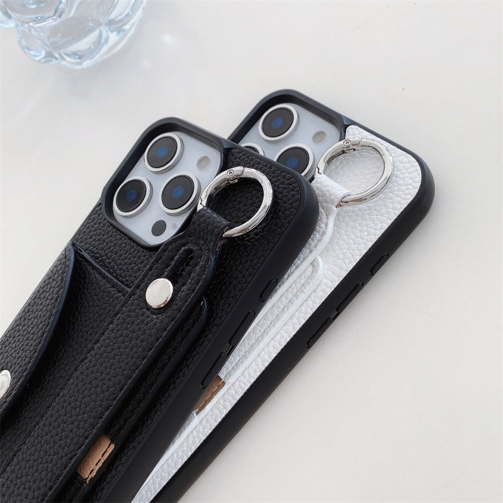 Luxuriöse Crossbody-Hülle aus Leder für das iPhone – Handschlaufe, Ringhalter, Kartenfach, stoßfester Schutz, stilvolles Design für das iPhone