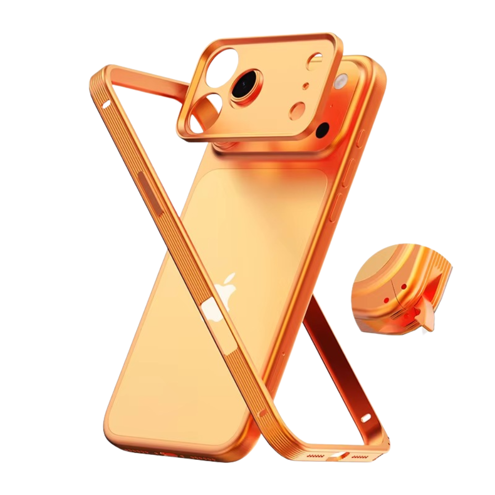 Premium Metal Frame iPhone Case – MagSafe Compatible Protective Cover with Heat Dissipation Design, Anti-Slip Grip and Raised Camera Lens Protector