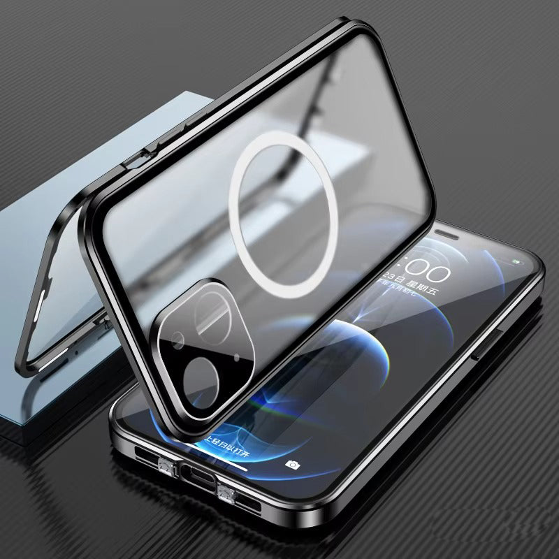 Premium Apple iPhone Case MagSafe Compatible, Magnetic Full All Around Protection Cover with 360 Metal Glass Alloy Shield