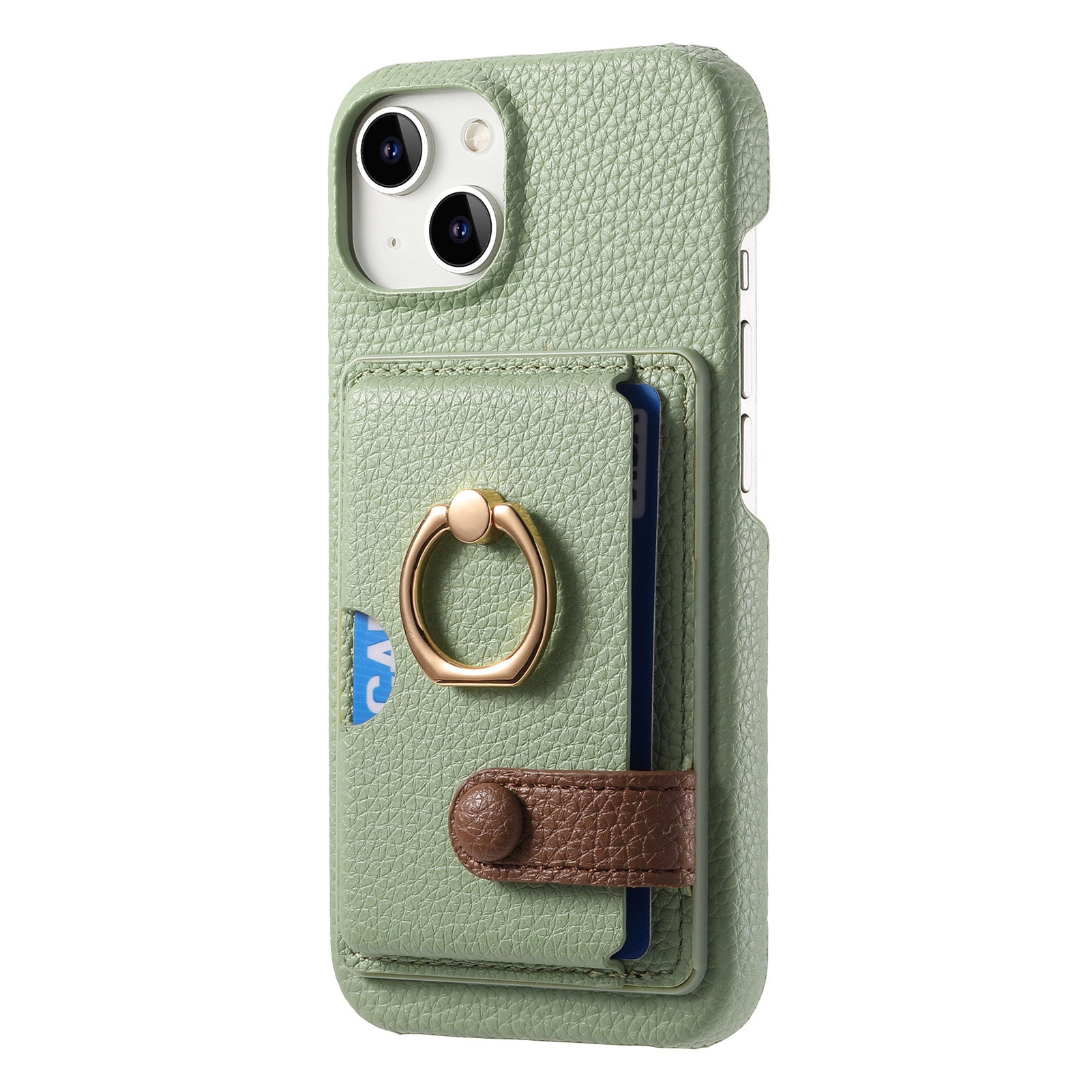 Premium Leather Ring Stand Wallet iPhone Case Card Holder, Magnetic Closure, and Kickstand Support for Hands-Free Convenience
