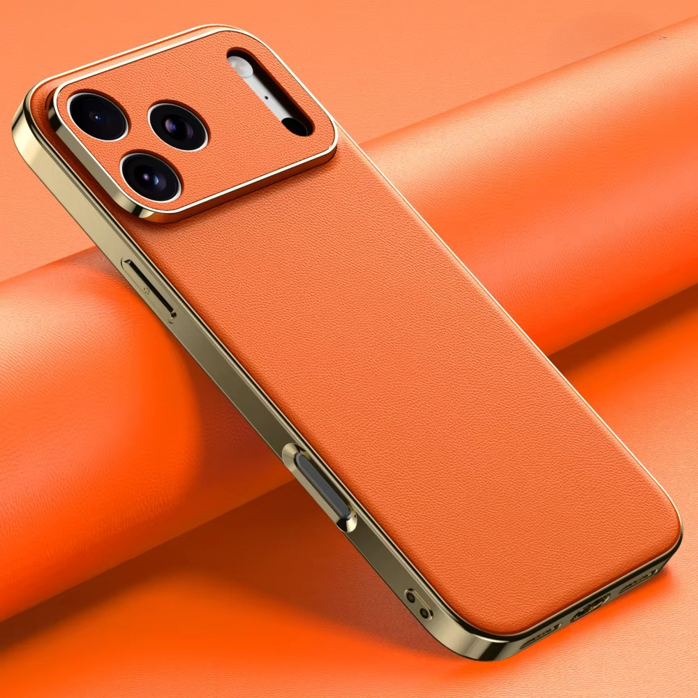 Luxury Genuine Leather iPhone Case – Premium Cowhide Protective Cover with Full Camera Lens Protection, Shockproof Frame and Anti-Slip Matte Finish