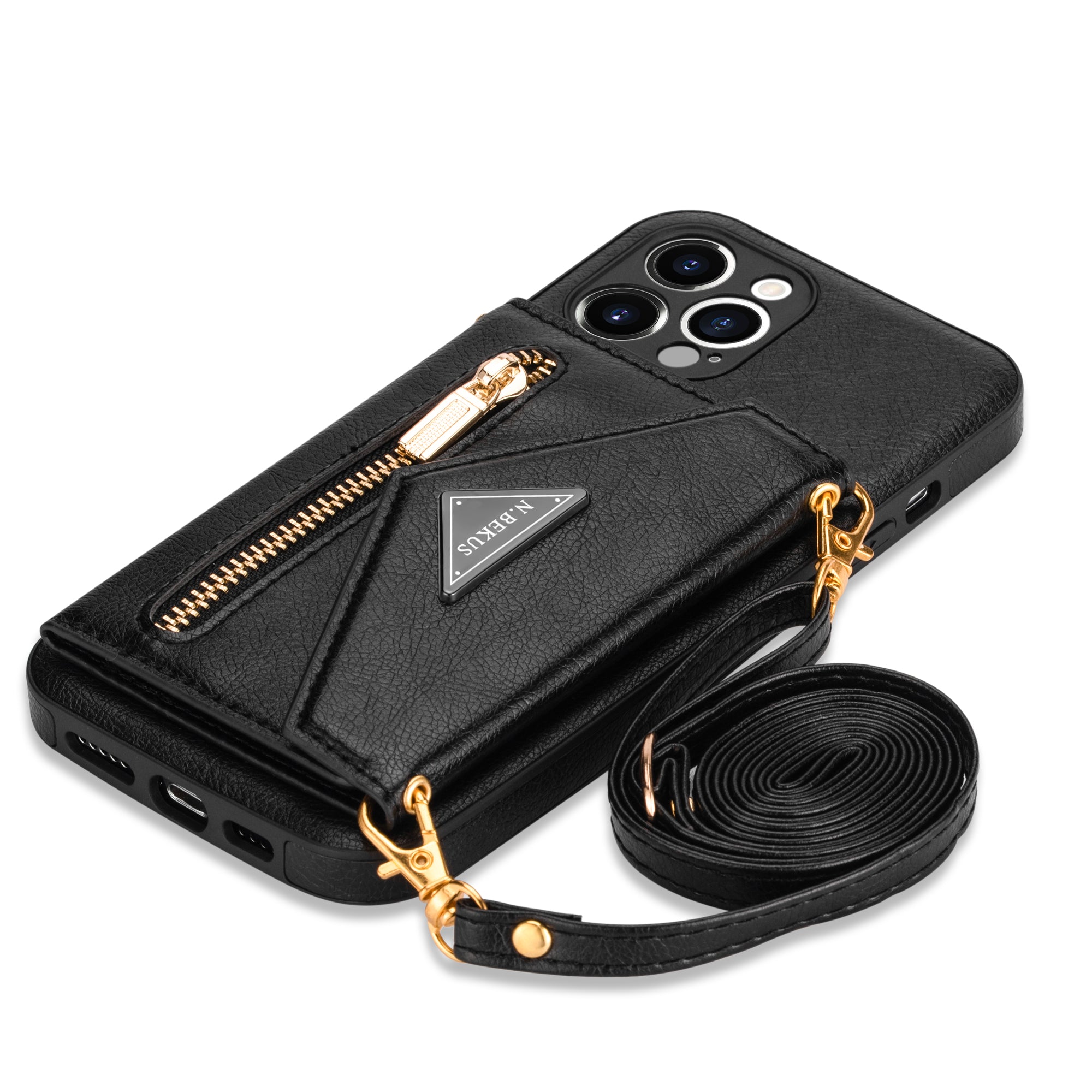 Zipper Wallet Crossbody Leather iPhone Case – Card Holder, Lanyard Strap, Secure Storage Stylish Protection for iPhone Models