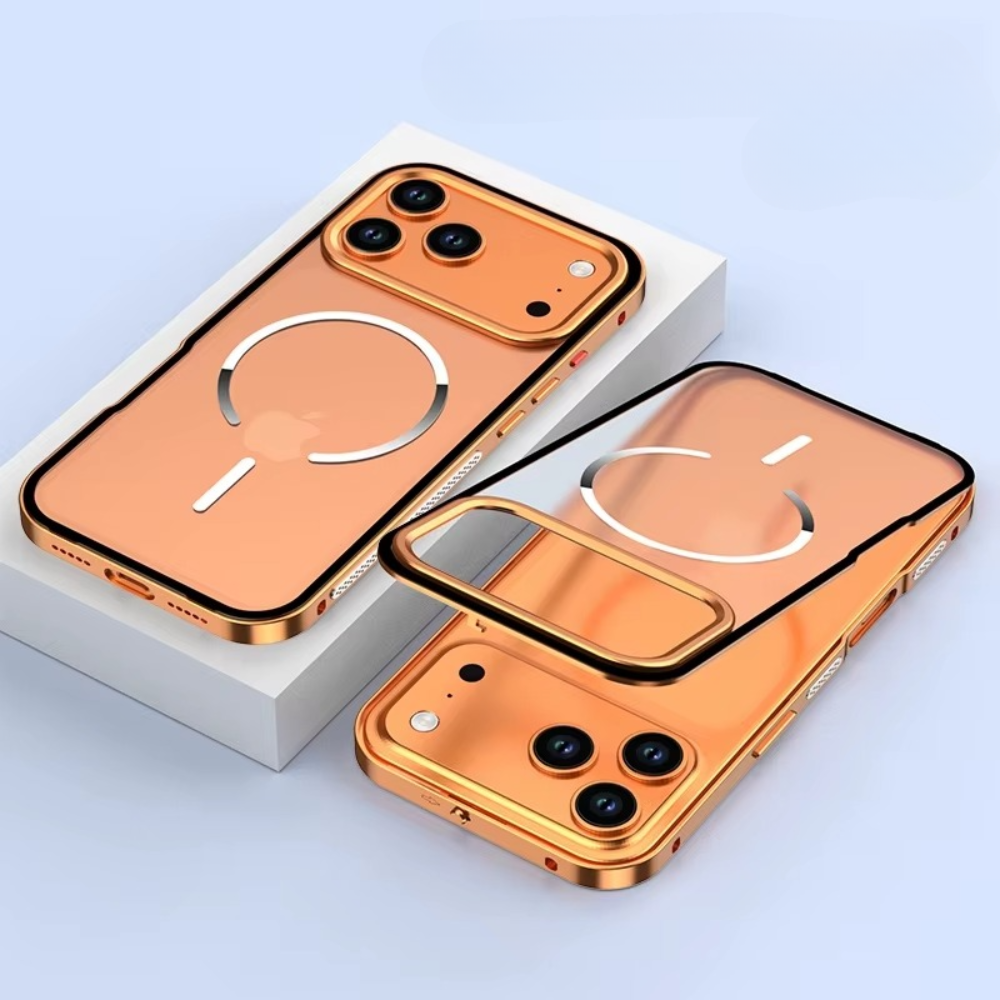 Premium Aluminum Alloy Frame iPhone Case – MagSafe Compatible Magnetic Protective Cover with Frosted Matte Back and Raised Camera Lens Guard