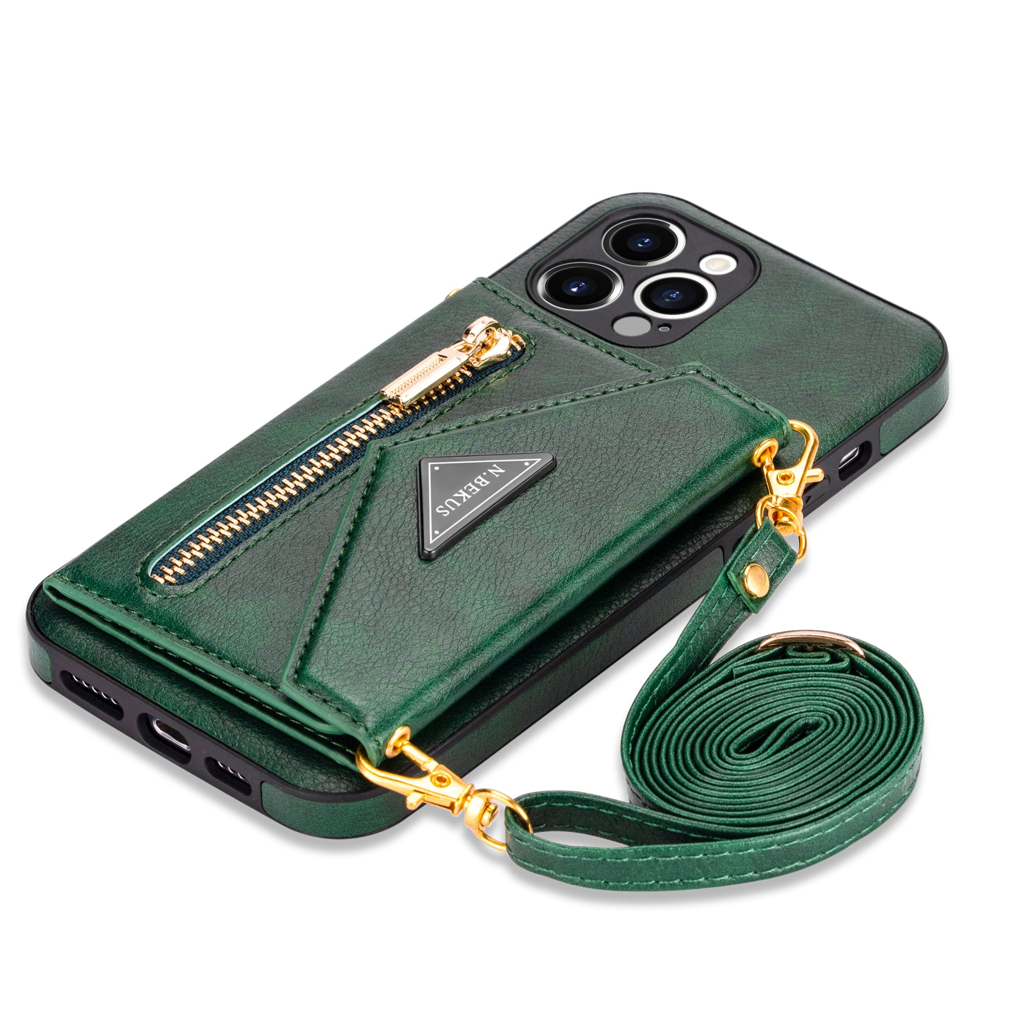 Zipper Wallet Crossbody Leather iPhone Case – Card Holder, Lanyard Strap, Secure Storage Stylish Protection for iPhone Models