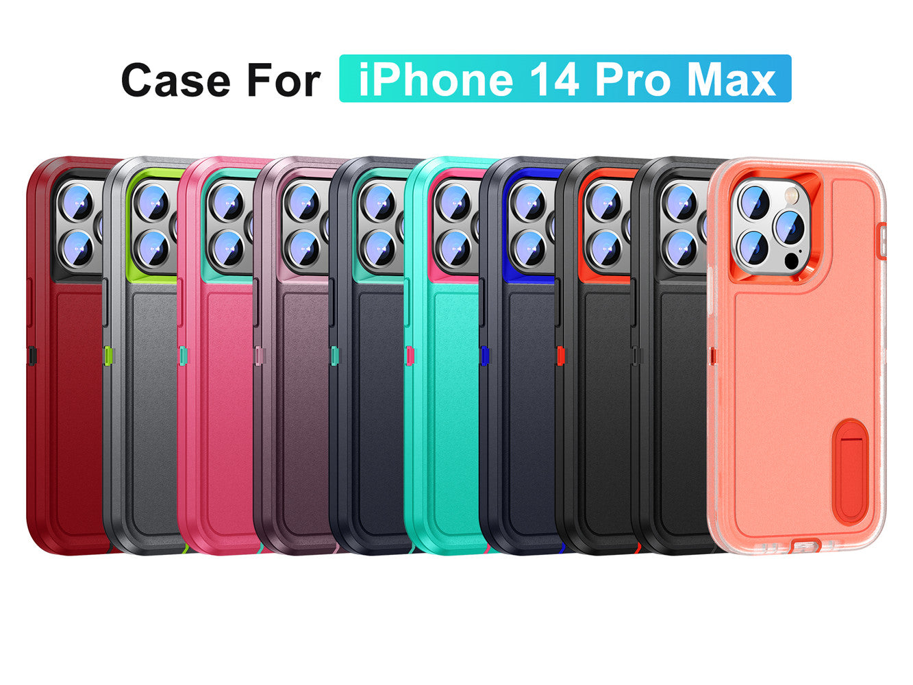 Hybrid Military-Grade Defender iPhone Case – Kickstand Full-Body Protection Cover for iPhone Models, Rugged and Shockproof 