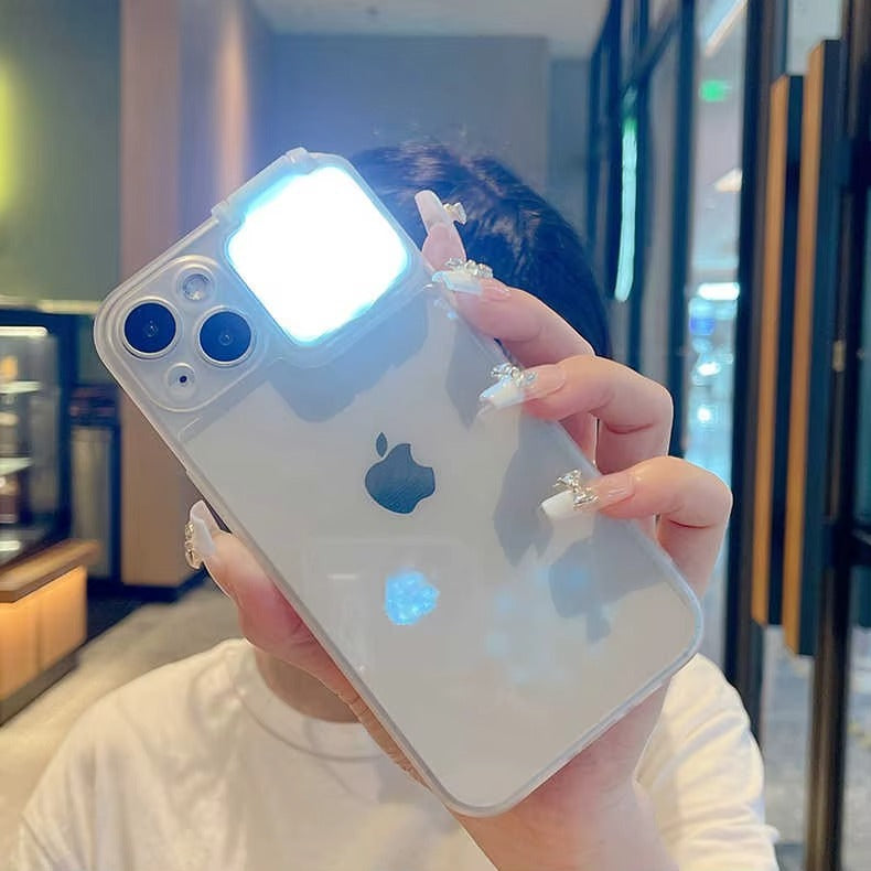 High Quality Apple iPhone Case, MagSafe Compatible, Camera Lens & Screen Protection, Ultra Thin, Shockproof, Magnetic Full All Around Cover – LED Selfie Beauty Flashlight Case