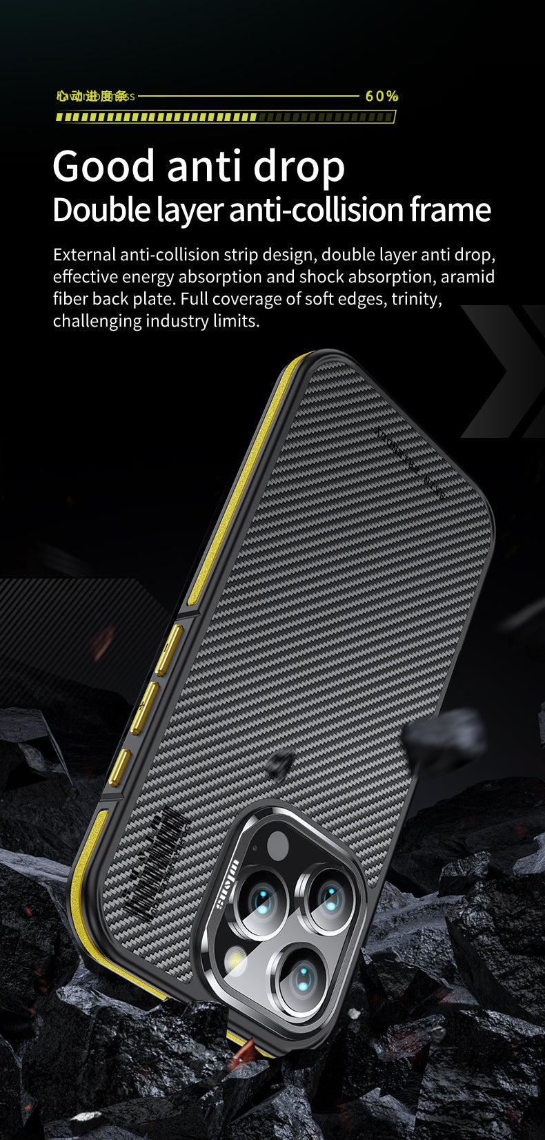 Premium 100% Aramid Fiber Kevlar iPhone Case – 600D Lightweight  Compatible Ultra-Thin Protective Cover for iPhone Models
