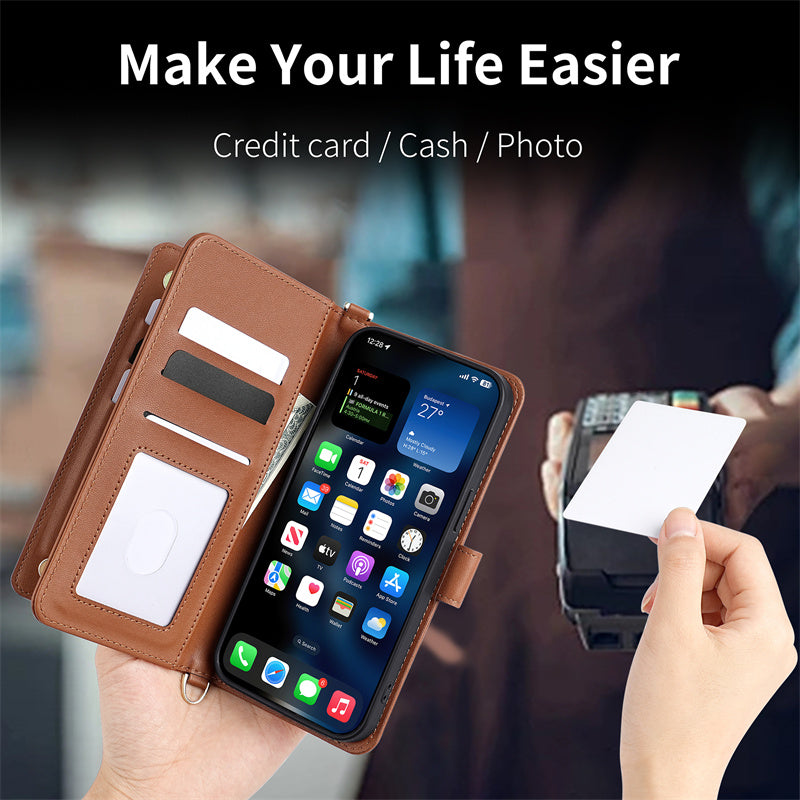 Luxury Crossbody Wallet iPhone Case – Fashion Shoulder Strap, Magnetic Closure, Card Holder and Premium Protection for iPhone