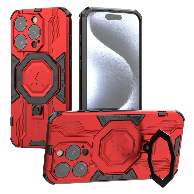 KEYSION MagSafe Shockproof iPhone Case – Ring Stand with Camera Protection, Durable Phone Cover for iPhone Models