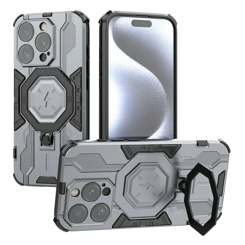 KEYSION MagSafe Shockproof iPhone Case – Ring Stand with Camera Protection, Durable Phone Cover for iPhone Models
