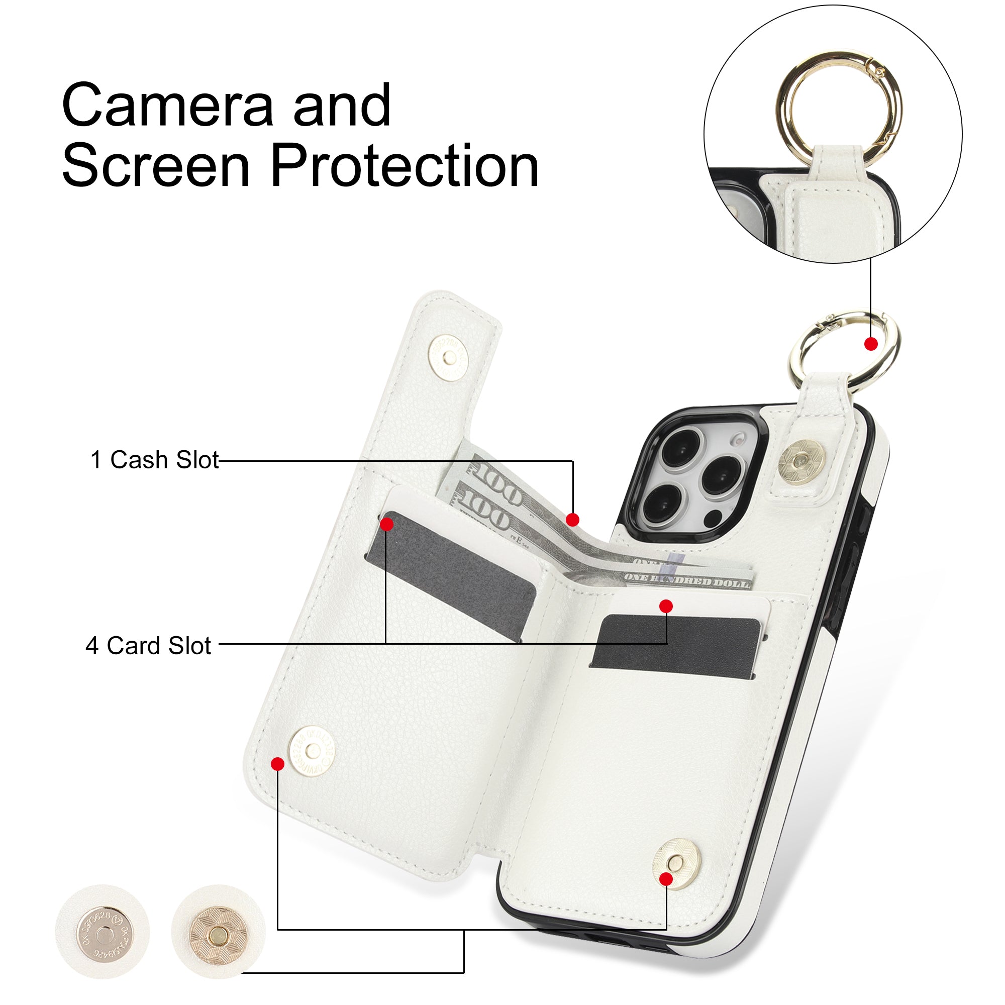 Luxuriöse iPhone-Hülle aus Leder im Brieftaschenformat mit Reißverschluss – Kartenhalter, Ringständer, stoßfester Schutz und Crossbody-Design für sicheren und stilvollen Komfort