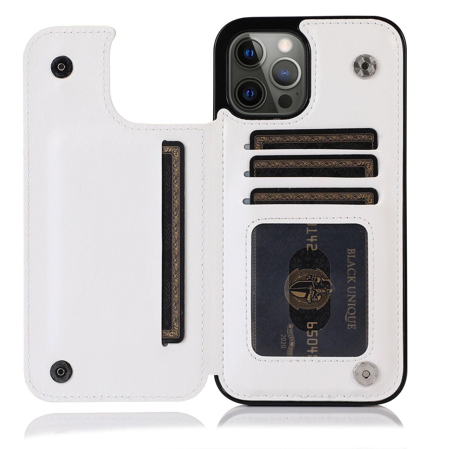 Luxury PU Leather Wallet iPhone Case – Kickstand, Card Holder Slots, Elegant Magnetic Closure for iPhone Models