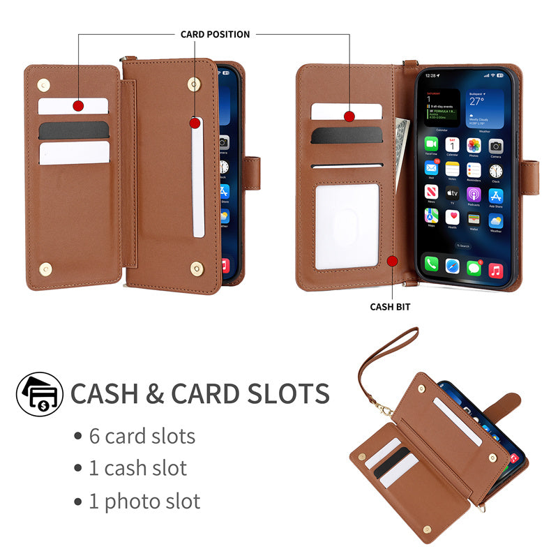 Luxury Crossbody Wallet iPhone Case – Fashion Shoulder Strap, Magnetic Closure, Card Holder and Premium Protection for iPhone