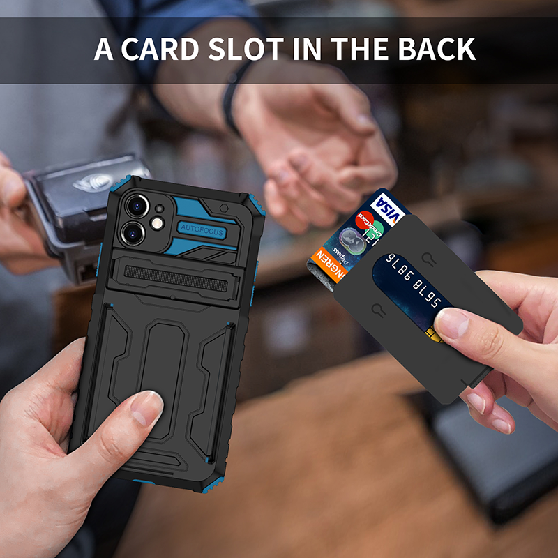 Shockproof Card Holder iPhone Case – Kickstand, Camera Protection, Durable Cover for iPhone Models