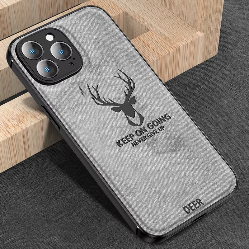 Luxury Textured Canvas iPhone Case with MagSafe Support, Shock-Absorbing Bumper Frame, Leather Feel Grip, Drop Protection