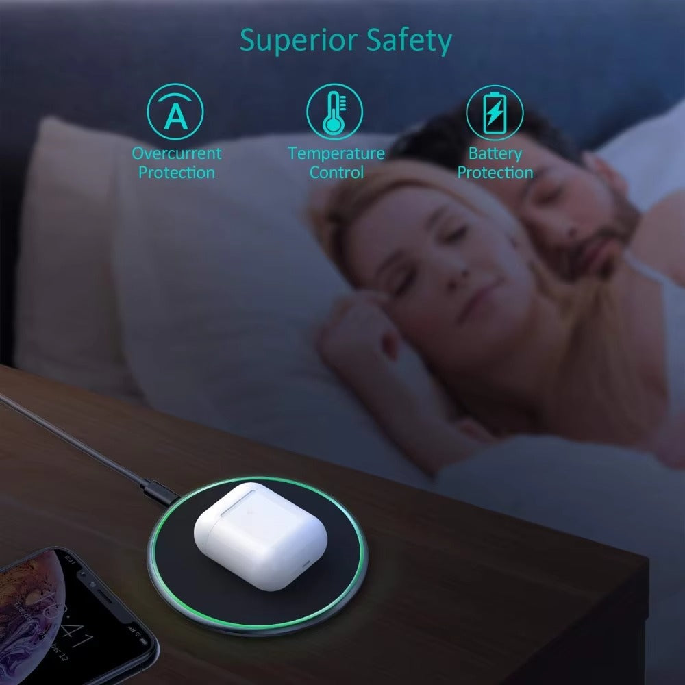 Premium 30W Wireless Charging Pad – Fast USB-C Charger for iPhone & Samsung, Case-Friendly, Overheat Protection, Sleek Zinc Alloy Design, QC 3.0 Compatible