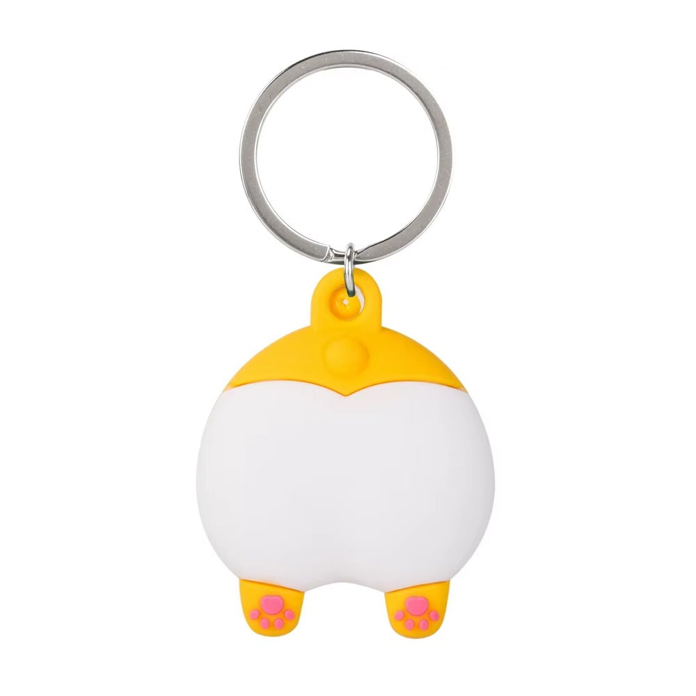 Cute Dog Cartoon Silicone AirTag Case – Soft Anti-Lost Protective Cover with Keychain Hook, Funny Tracker Shell for Kids, Teens & Adults