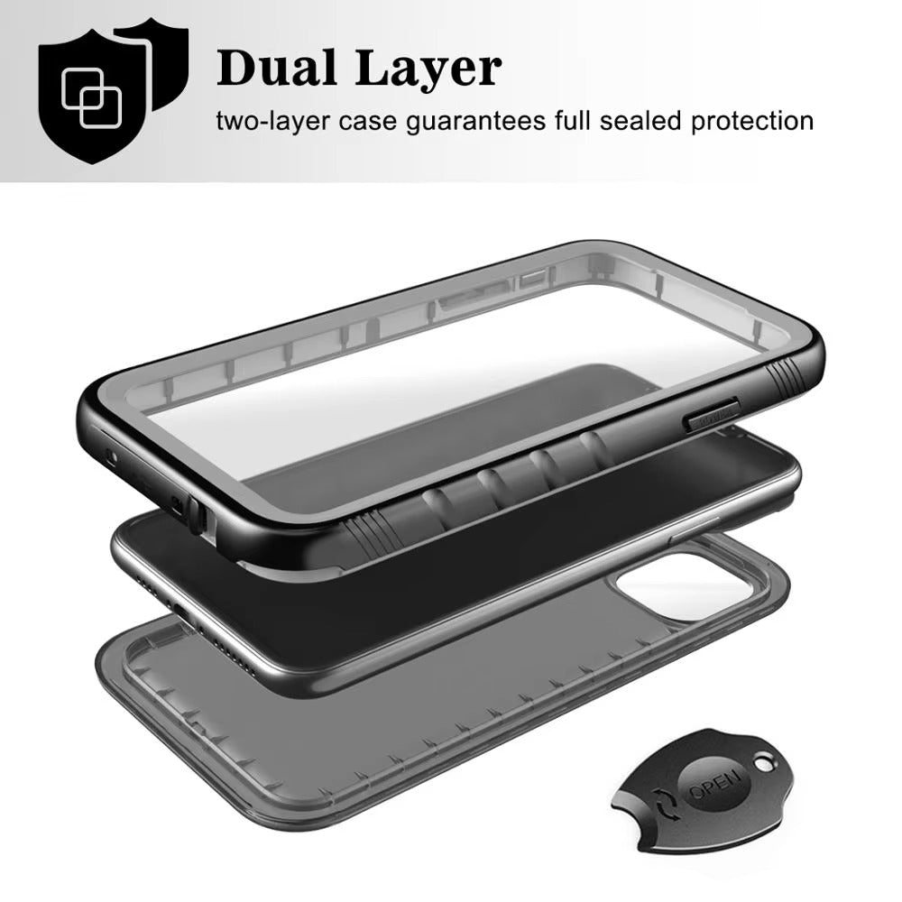 Premium-Hülle für Apple iPhone, MagSafe-kompatibel, Kameraobjektiv- und Bildschirmschutz, ultradünne, stoßfeste, magnetische Rundum-Schutzhülle mit wasserdichtem Band zum Tauchen