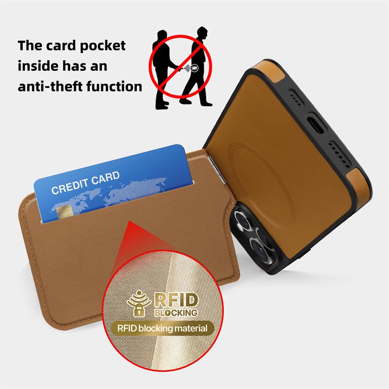 Premium MagSafe Lederhülle für iPhone – magnetisches kabelloses Laden, Kartenhalter-Brieftasche, stoßfester Schutz, schlankes Design für iPhone-Modelle