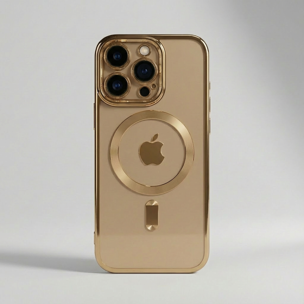 Luxury Desert Gold MagSafe iPhone Case - Clear Soft Cover with Magnetic Wireless Charging & Lens Protection | Case for iPhone