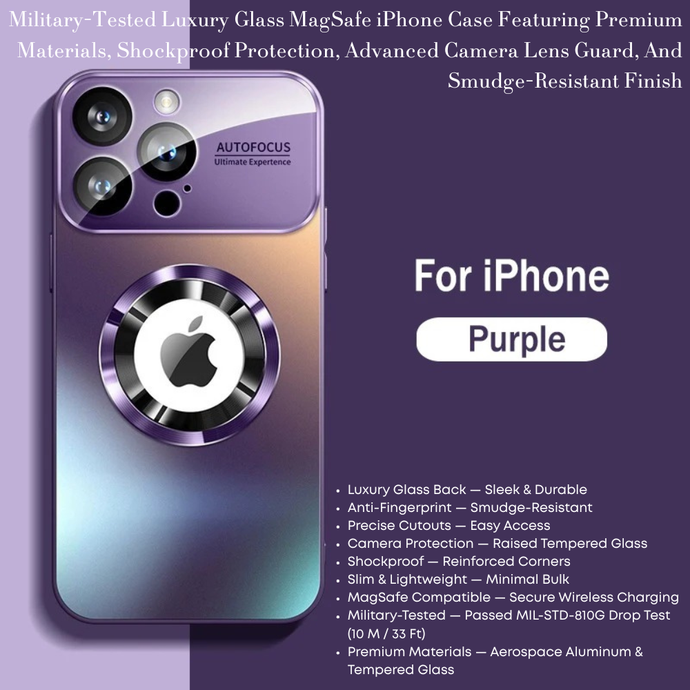 Luxury Glass MagSafe iPhone Case - Magnetic Wireless Charging, Camera Lens Protection, Shockproof Design | Case for iPhone
