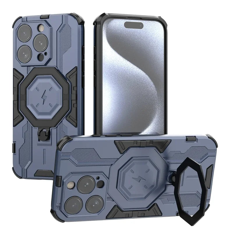 KEYSION MagSafe Shockproof iPhone Case – Ring Stand with Camera Protection, Durable Phone Cover for iPhone Models